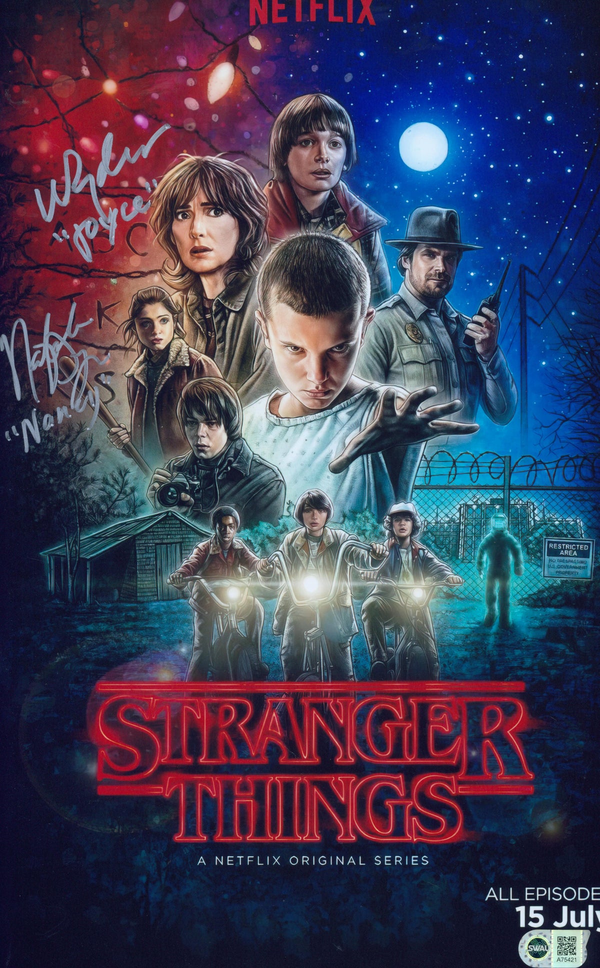 Winona Ryder & Natalia Dyer Signed 11x17 Photo - SWAU Authenticated - SWAU